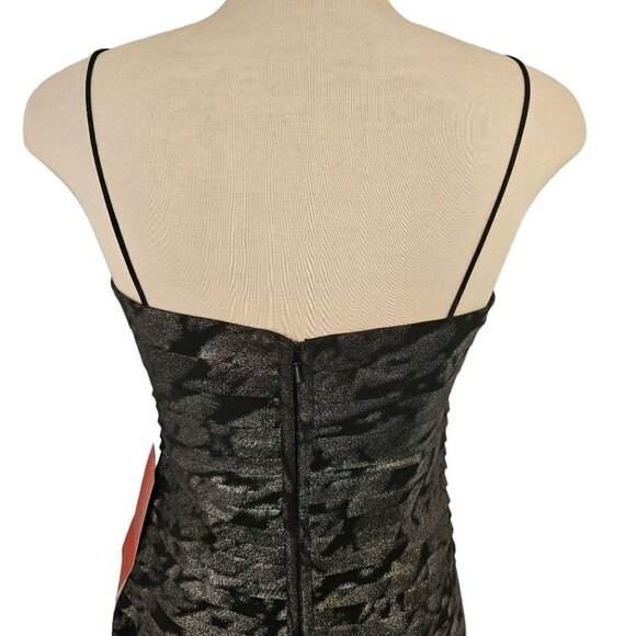 JS Collections Spaghetti Strap Layered Sheath Black Silver Metallic Womens 8 NWT - Picture 3 of 12